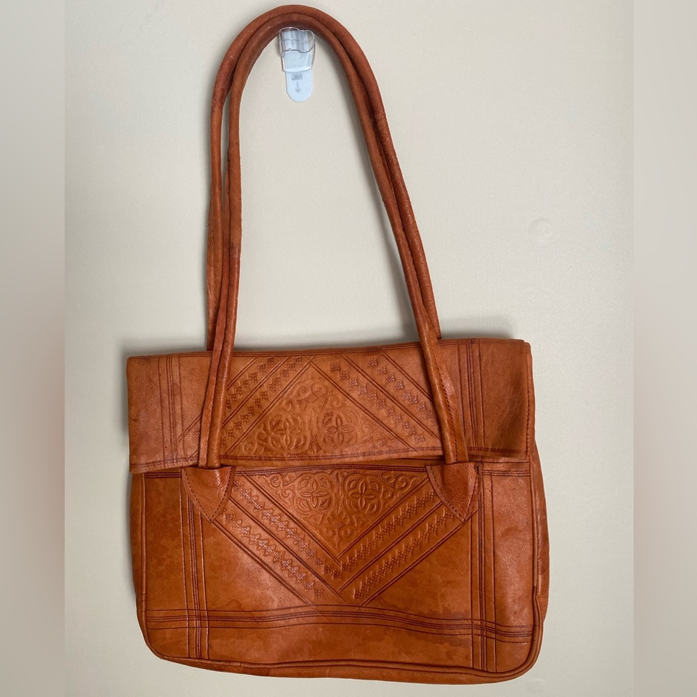 Deer Hide Shoulder Bag with Celtic Knot Pattern